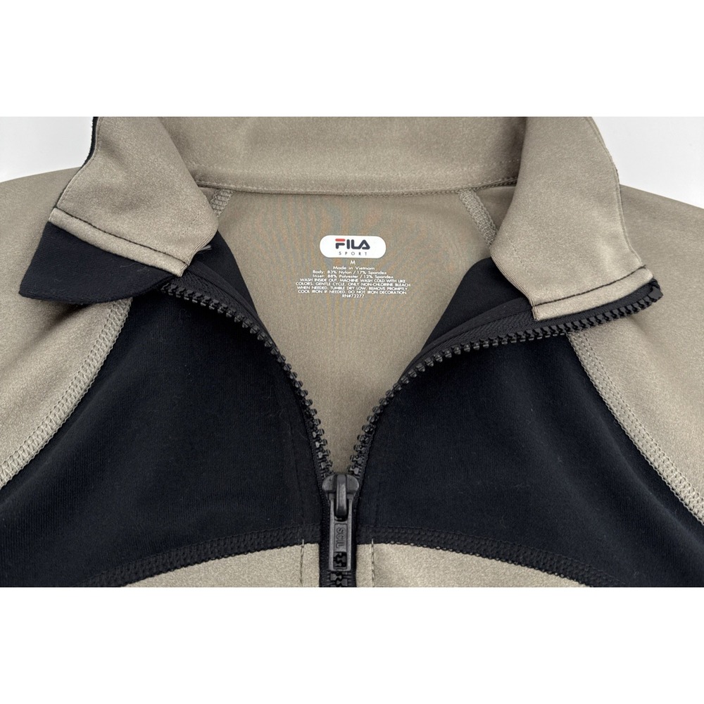 FILA Sport Full Zip Jacket Women's M Black Tan Performance Stretch